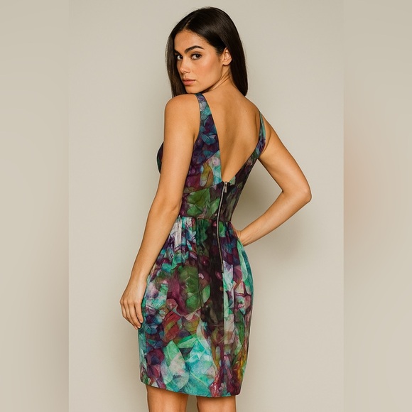 Kelli & Talulah Deep Front/Back V-Neck Silk Multicolor Sleeveless Dress Size M - Picture 3 of 16